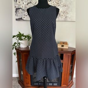 Juicy Couture Womens Navy Blue Pleated Flare Polka Dots Dress Size 4 Small